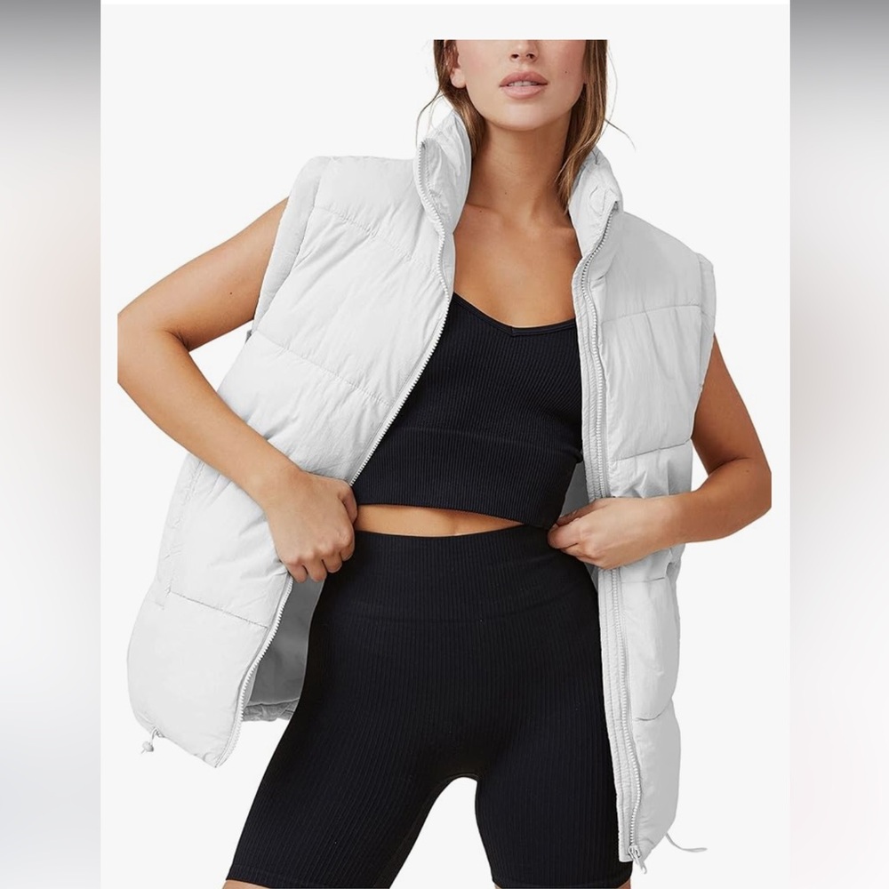 Women’s Oversized Puffer Vest in White,Green or Black